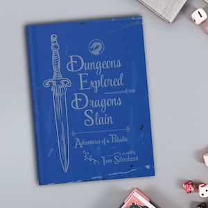Custom RPG Character Journal, Personalized Book of Spells, Vintage-style Adventurer&#39;s Diary, Blank Grimoire, Geeky Notebook Gift for Gamers