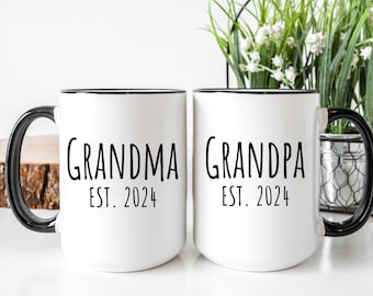 Grandma and Grandpa Mug Set - New Grandma Mug | New Grandpa Mug | New Grandparents Gift | Baby Announcement | Pregnancy Reveal