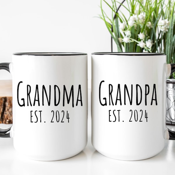 Grandma and Grandpa Mug Set - New Grandma Mug | New Grandpa Mug | New Grandparents Gift | Baby Announcement | Pregnancy Reveal