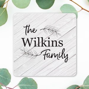 Personalized Family Monogram Wreath Coaster Set | Stone Coaster Set of 4 | Wedding Gift