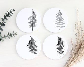 Vintage Fern Ceramic Coaster Set | Housewarming Gift
