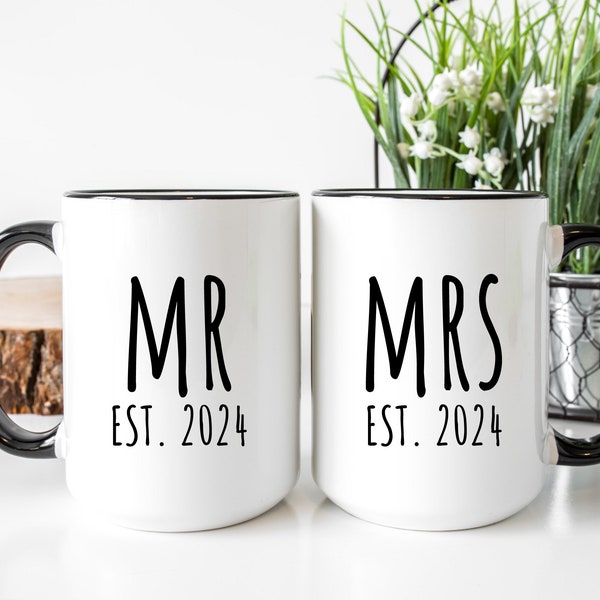 Mr. and Mrs. Mug Set - Wedding Gift | Wedding Announcement | Newly Wed Mug | Mr & Mrs | Wedding Mug Set