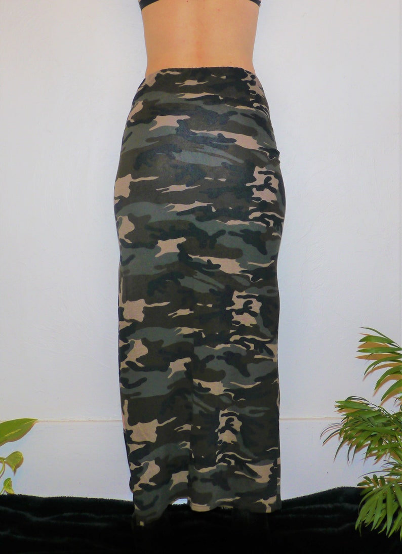 Tight Camo Army Print Maxi Skirt with Sexy Side Slit. | Etsy