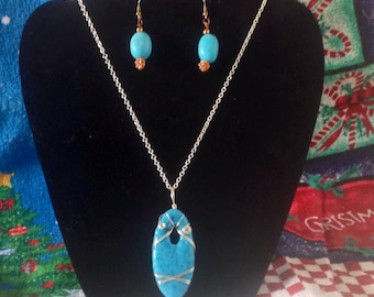 Necklace and earrings set, handmade