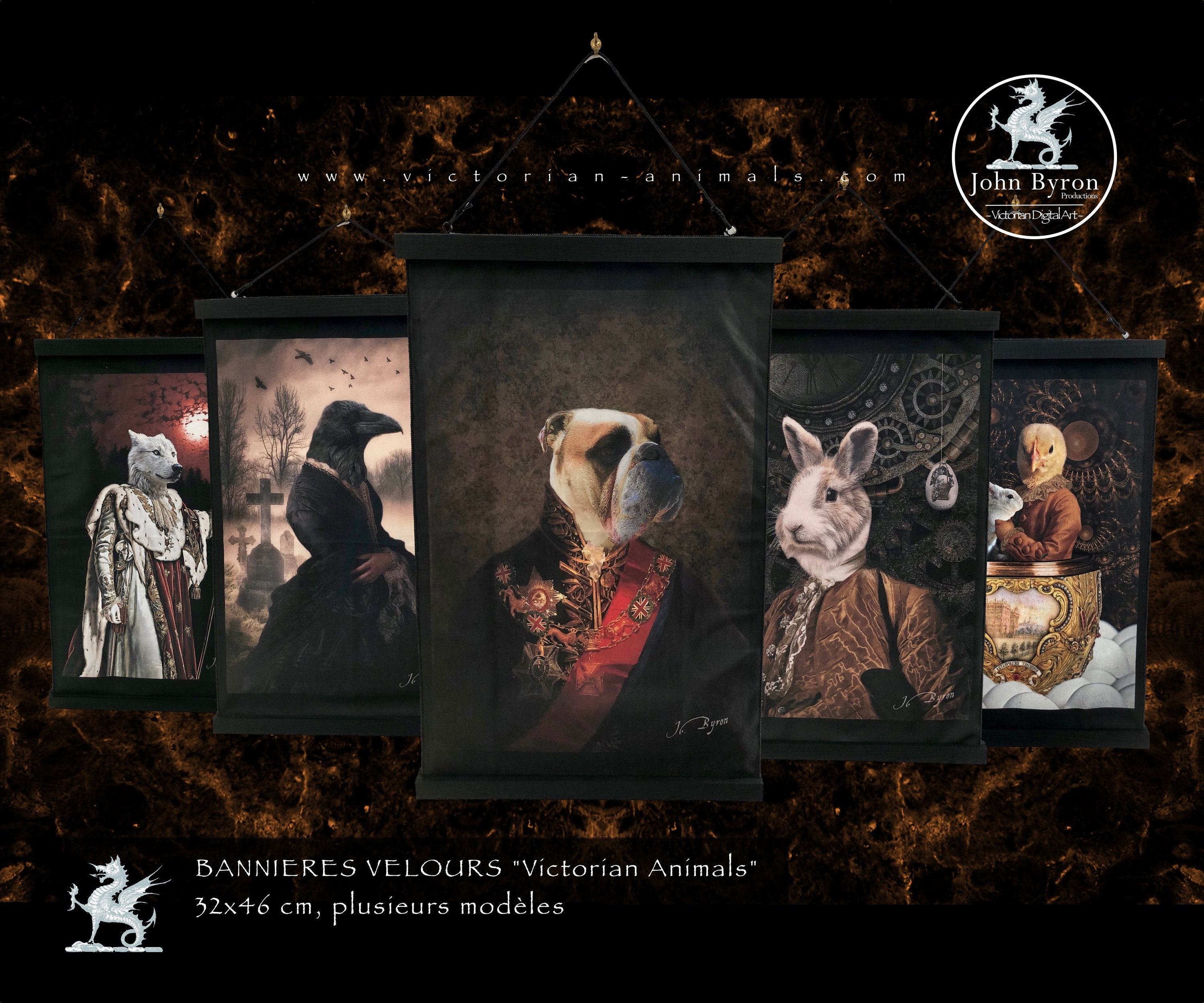 Tentures/Bannieres Velours Victorian Animals