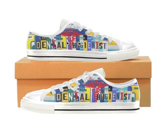 Canvas High Top Sneaker Casual Skate Shoe Boys Girls Dentist Hygienist Dental Care