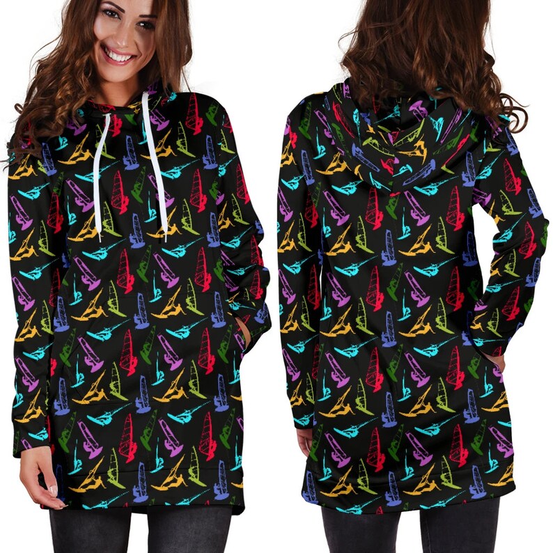 Windsurfing Gift Windsurfing Hoodie Dress For Women Windsurfing Lover Pattern-P193-P12
