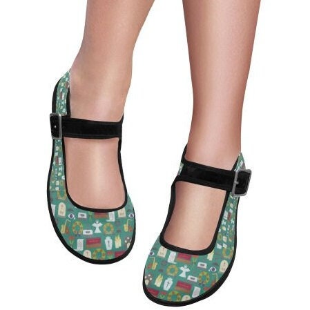 INTERESTPRINT Womens Satin Mary Jane Flats Ballet Shoes Colful Lines 