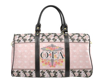 Occupational Therapy Assistant Waterproof Travel Bag, OTA Graduation Gift,Gift For Therapy Assistants-SP1091b-AA-1639-Caduceus-Powder Rose