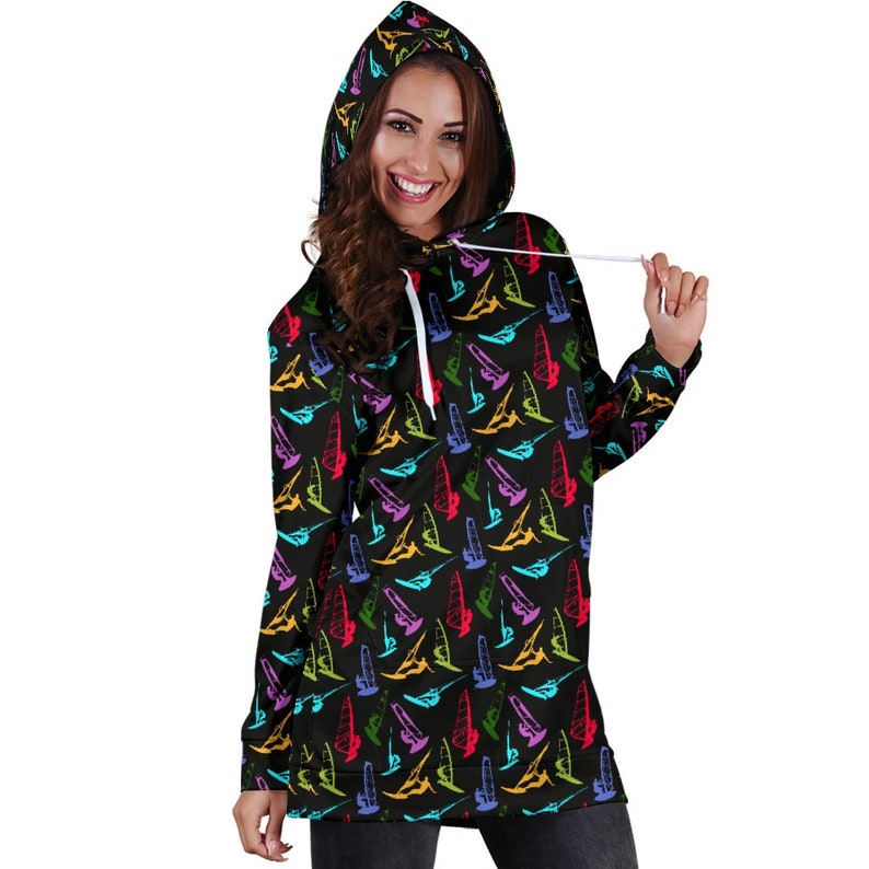 Windsurfing Gift Windsurfing Hoodie Dress For Women Windsurfing Lover Pattern-P193-P12