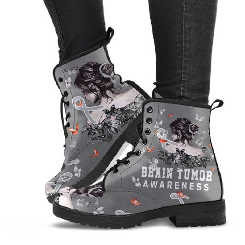 Brain Tumor Awareness, Brain Tumor Advocate shops Boots - Butterfly Ribbons - P266-P01