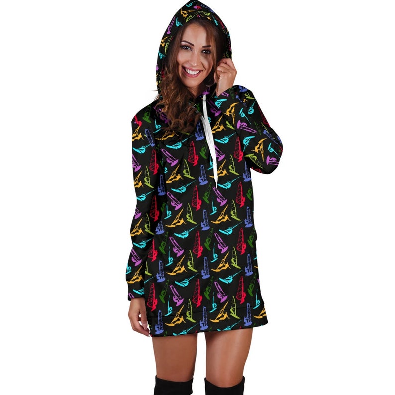 Windsurfing Gift Windsurfing Hoodie Dress For Women Windsurfing Lover Pattern-P193-P12