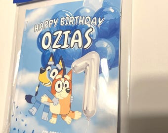 Personalized Bluey Birthday Coloring Book Party Favors, Crayons Included