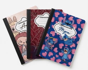 Custom Composition Notebooks | Kpop Demon Hunters | Minecraft | Spider-Man | Labubu | Stitch
