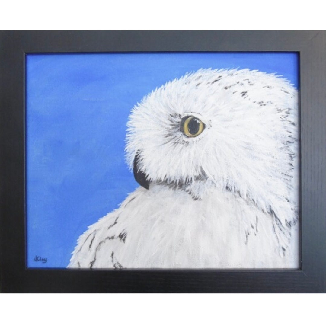 Snowy Owl Acrylic Painting, Framed Cape Cod Winter Art (8x10) - Etsy
