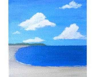 Original Gemälde auf Leinwand, Küstenlandschaft (4x4)