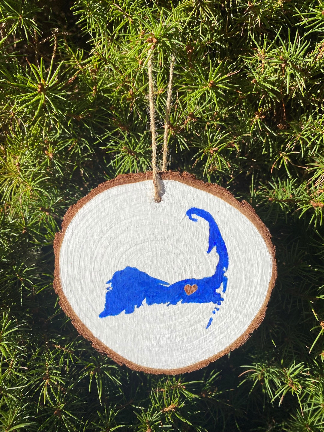 Cape Cod Christmas: Hand-painted Wood Slice Ornament by Jacquie Clay - Etsy