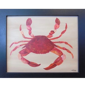 Original Acrylic Painting, Seaside Decor, Beach Art, Coastal Decor, Nautical Gift -&quot;Red Crab,&quot; Cape Cod, MA 8x10 on Canvas by Jacquie Clay