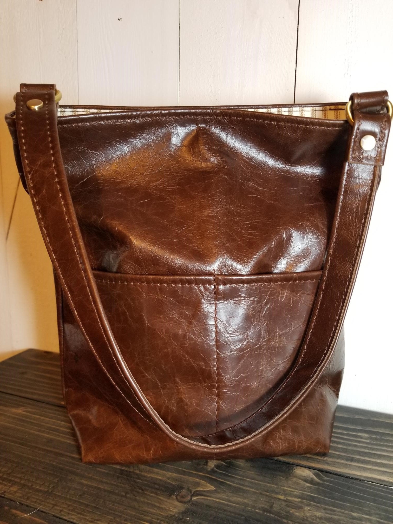 distressed leather tote