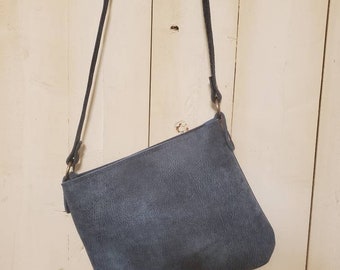 Cross body bag, Denim purse,Blue Leather purse, Handcrafted, Handmade, Leather bag,Shoulder bag