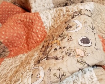 SALE, Baby Quilt Girl, Baby Blanket, Patchwork Quilt, Woodland Baby, Modern Baby Quilt, Nursery Quilt, Crib bedding, Baby gift, Baby Blanket