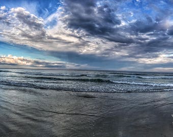 Wells Beach, Maine - Reflections at Sunset - Panoramic Photography