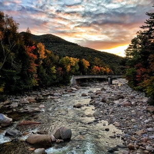 Lincoln Woods Bridge Sunset - NH 48 4000 Footers - Photography
