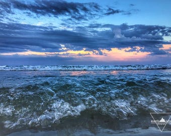 Sunset Waves - Wells Beach, Maine - Photography