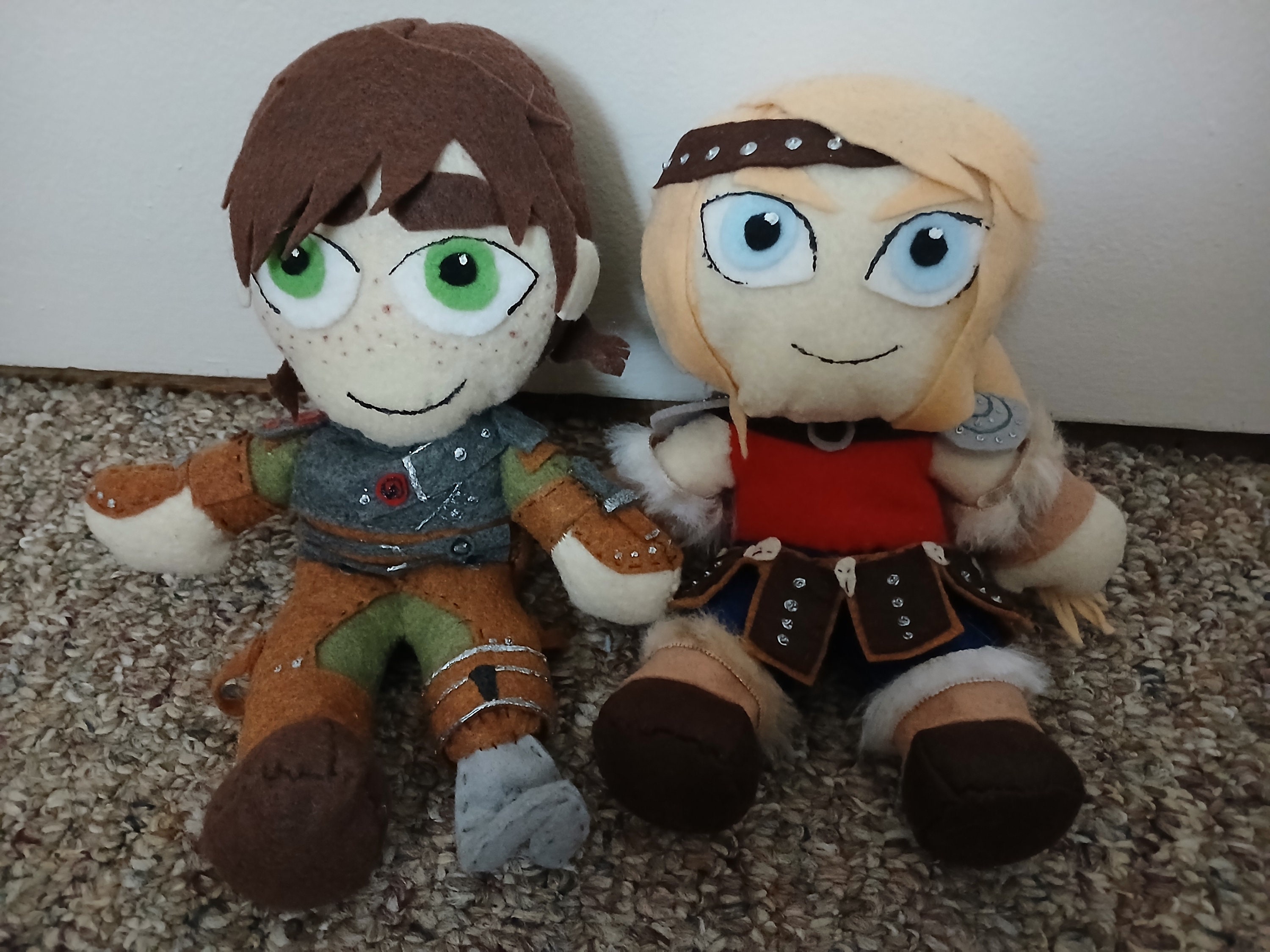 Hand-sewn Plush Dolls Dreamworks Dragons HTTYD Hiccup Astrid