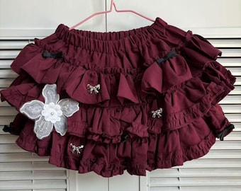 Handmade remake lace skirt cute skirts mini skirts Y2K skirts floral skirts shorts for women gril party skirts lolita skirts