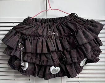 Handmade remake lace skirts cute skirts bow skirts chain skirts mini skirts punk skirts for women girl skirts y2k skirts