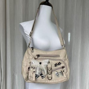 Handmade remake leather shoulder bag tote bags button bags crossbody bags rivet y2k bags punk bags gothic bags for women girl party travel