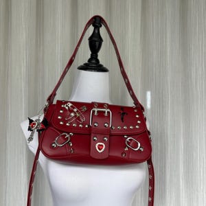 Handmade remake leather bag cute handbag punk bag crossbody bag rivet bag gothic bags for women girl party bags travel bags gift