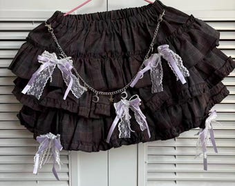 Handmade remake lace skirts cute skirts bow skirts chain skirts mini skirts punk skirts for women girl skirts y2k skirts