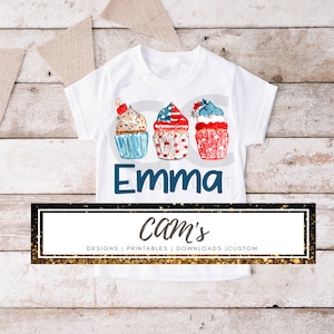 4th of July Watercolor cupcakes Trio png • 4th of July watercolor cupcakes Trio jpg