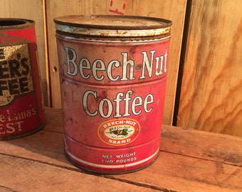 Vintage Beech-Nut Coffee Tin, 2lb, Canajoharie NY