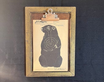 Vintage J.C. Higgins Woodchuck Groundhog Paper Target, Sears Roebuck Shooting Target, Vintage Hunting Target, Rustic Decor