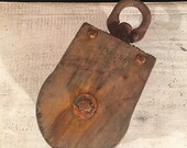 Antique Starline Barn Pulley, Iron and Wood Pulley, Large Barn Pulley, Rustic Decor, Lighting Project