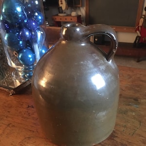Antique Brown Stoneware Jug, Whiskey Moonshine Jug, Ceramic Jug, Stoneware Jug, Beehive Style