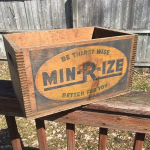 Vintage Min-R-Ize Soda Crate, Soda Pop Advertising, MinRize Beverages, Vintage Wooden Crate, Vintage Soda Crate