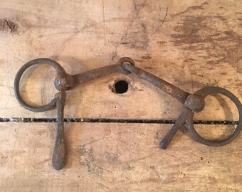 VINTAGE WESTERN HORSE HEADSTALL SLIESTER ROLLER BIT, SPLIT REINS