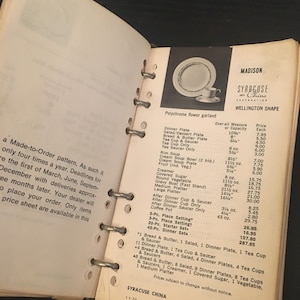 1970, Syracuse China Price Book, Salesman Book