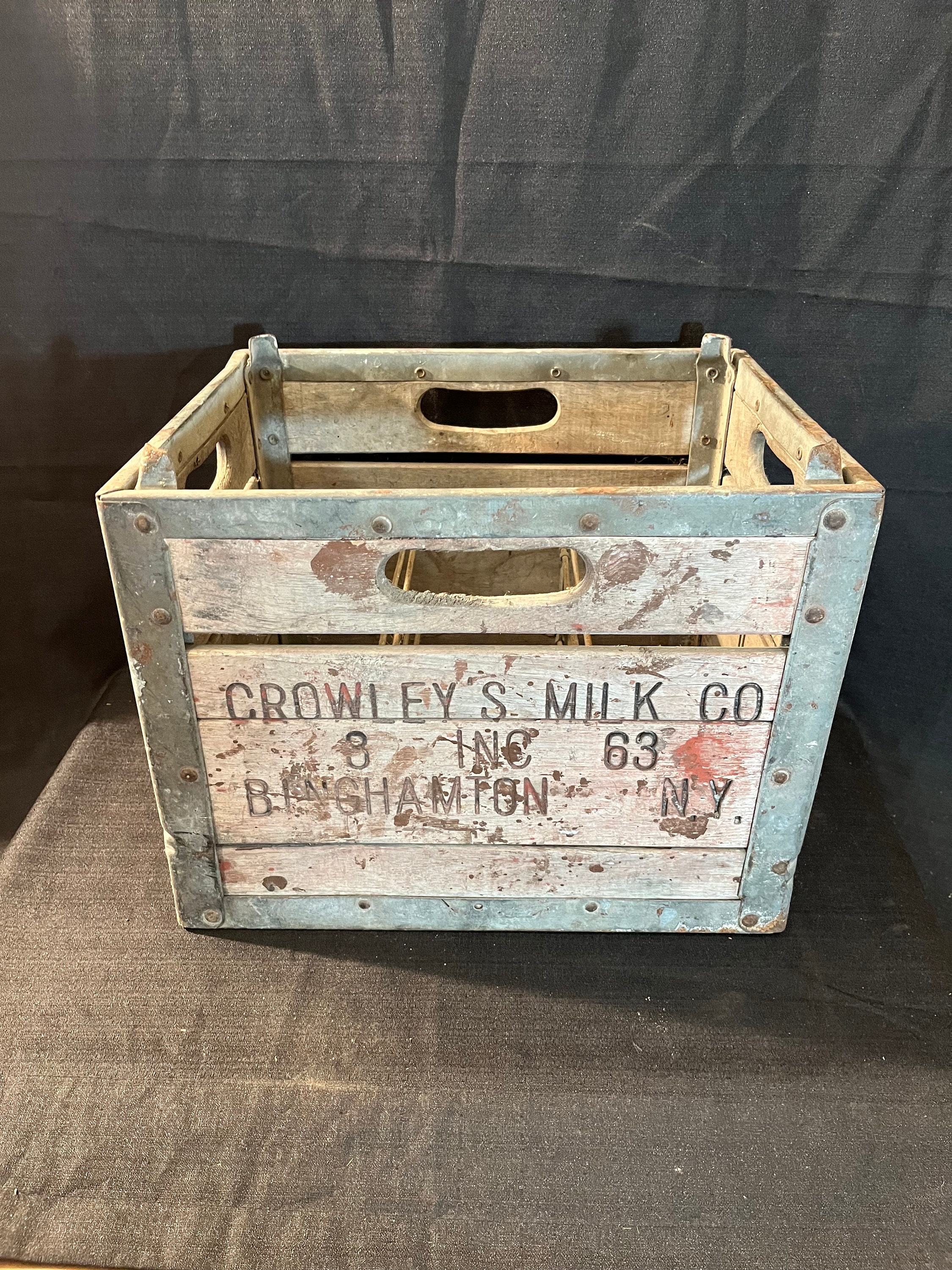 希少 ビンテージ Crowley Foods ミルク瓶ケース VTG Crowley Foods, Inc. Purple Milk Crate Binghamton NY 13