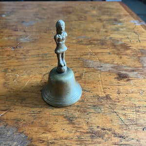 Bronze Bell with Girl Handle, Old Bronze Bell, Metal Bell, Vintage Bell, Small Bell