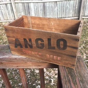 Vintage Anglo Corned Beef Crate, Vintage Advertising, Wood Shipping Crate, Primitive Storage,