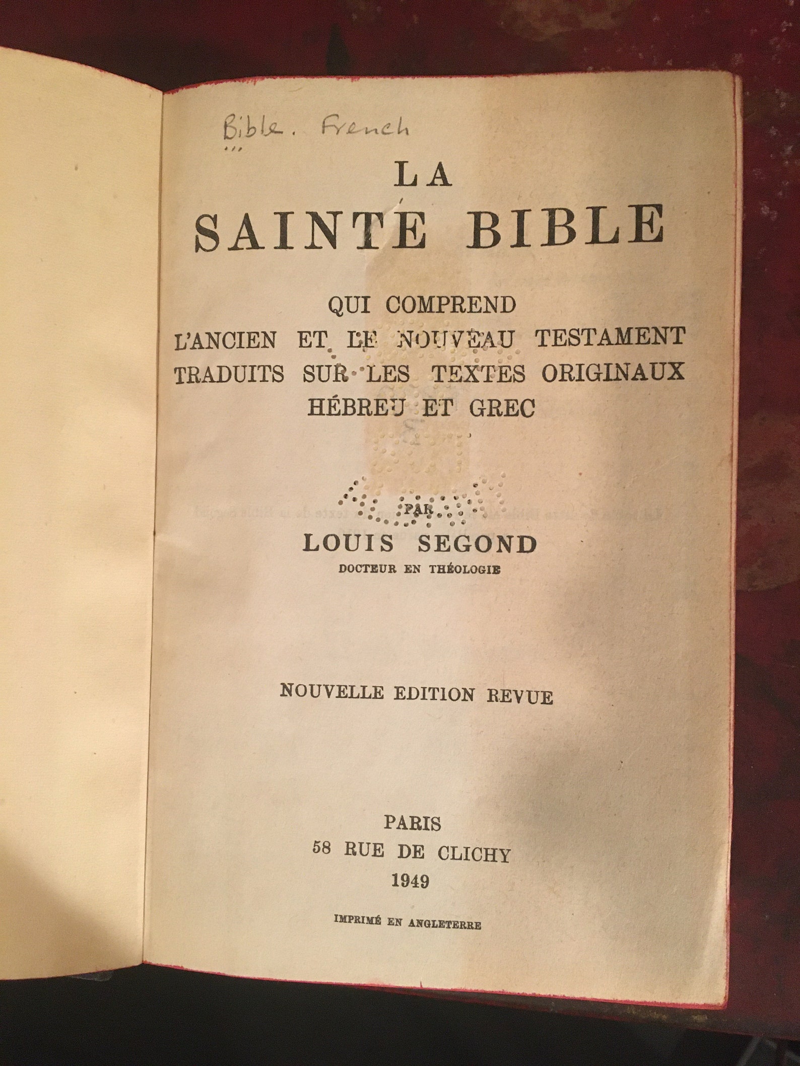 1949 La Sainte Bible Louis Segond | Etsy