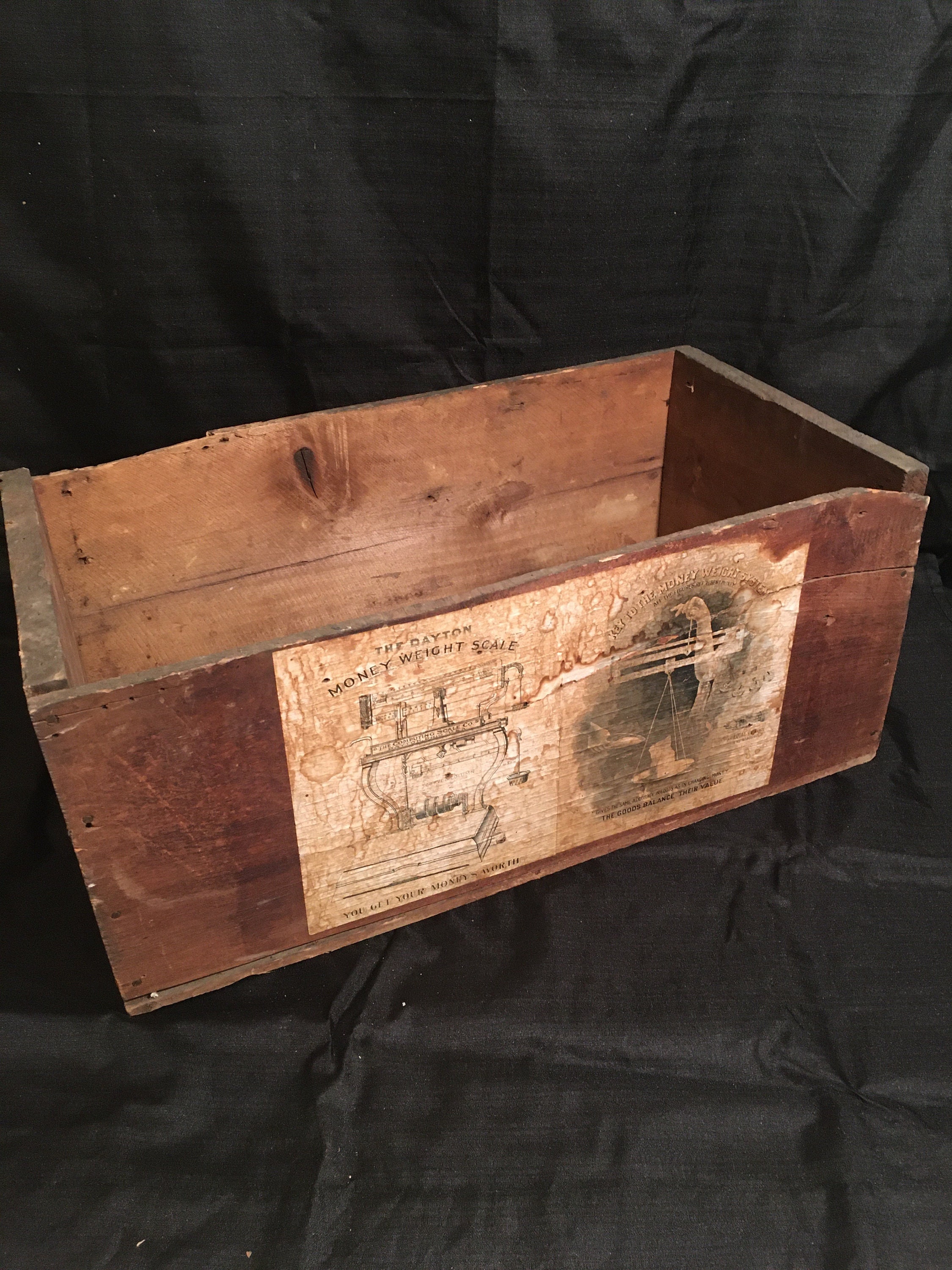 Antique Wood Crate Dayton Money Weight Scale Crate Etsy