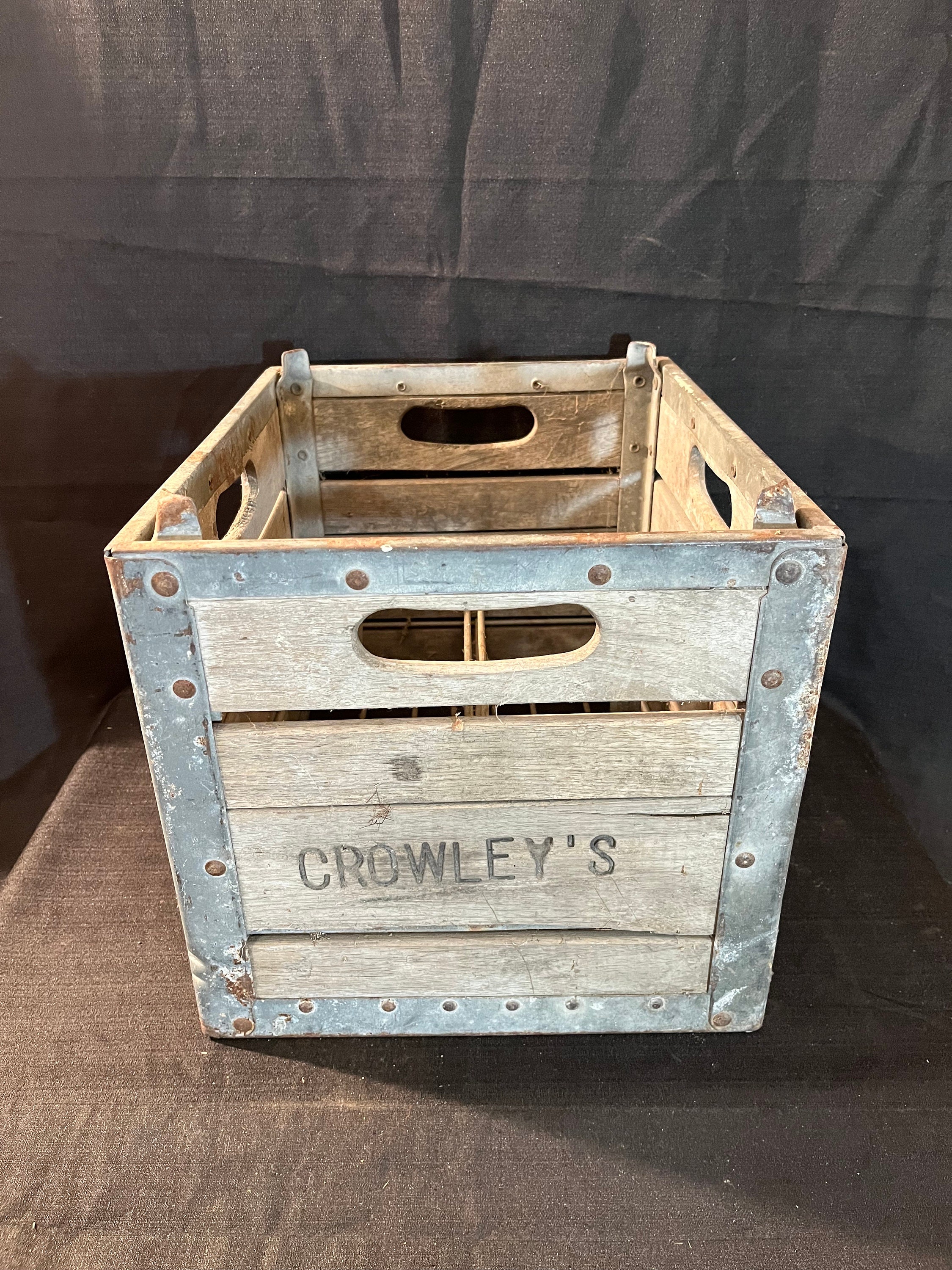 希少 ビンテージ Crowley Foods ミルク瓶ケース 希少 ビンテージ Crowley Foods ミルク瓶ケース