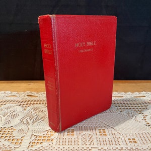 1952, The Holy Bible, Revised Standard Version, The Melton Book Company, Vintage Bible, Red Holy Bible