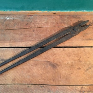 Antique Blacksmith Tongs, Hand Forged Tool, Blacksmith Tool